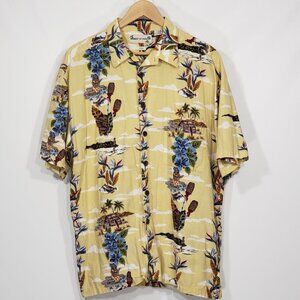 Robert Stock  Floral Hawaiian Tropical Button Down Shirt  Short Sleeve  Large